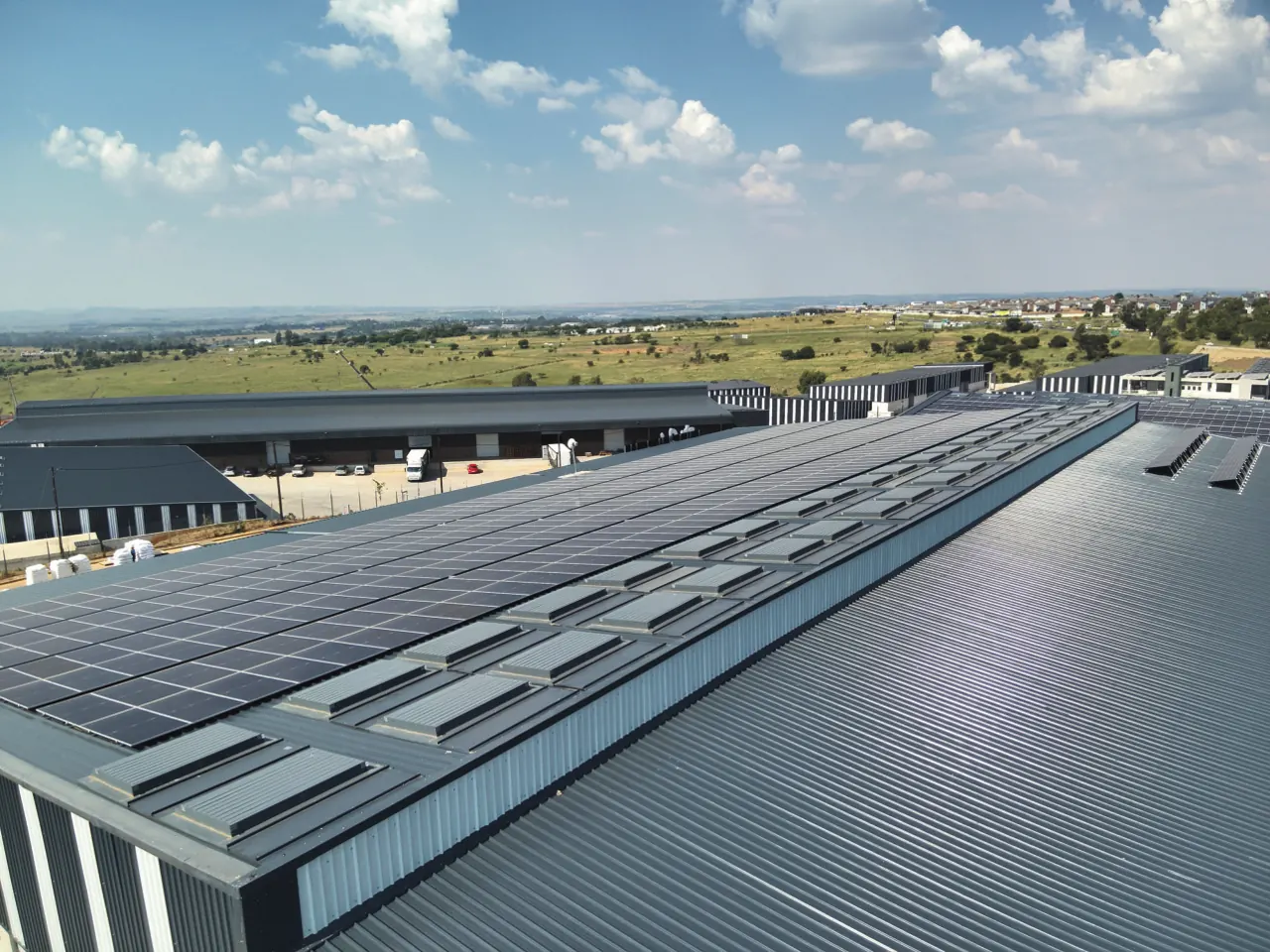 2.5MW solar PV and 3MWh BESS at an industrial park microgrid in the Lanseria area: rooftop solar array